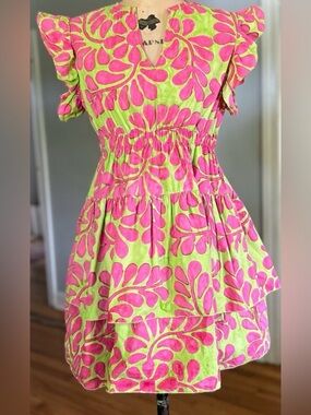 NWT Sohana Becca Flared Ruffle Colorful Double Flared Dress M